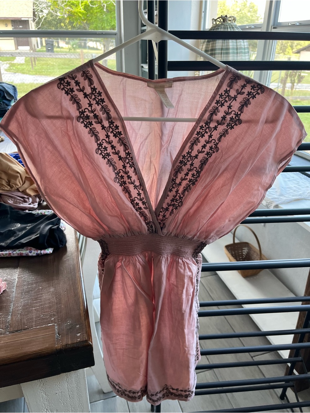Anthropologie Pink Embroidered Cotton Camisole